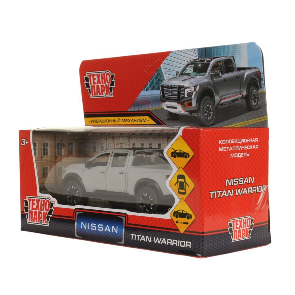 Модель ин. мет. "Nissan Titan Warrior. Полиция" 12,5см, дв, багаж, серый. TITAN-13MAT-GY (Технопарк)