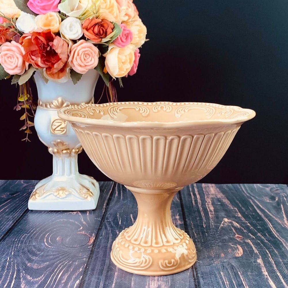 Lenardi 110415 Фруктовница на ножке 20 см БАВАРИЯ карамель в под.уп.(х8)Керамика