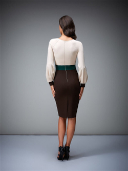 Платье с отрезным лифом коричнево-бежевое 07-02-19FW