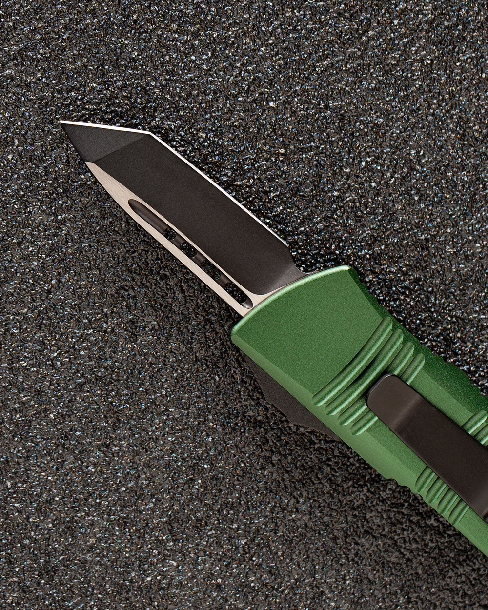 Автоматический складной нож SteelBro Microtech Mini Troodon Black Tanto 240-1OD (зеленый) фронталка/выкидуха