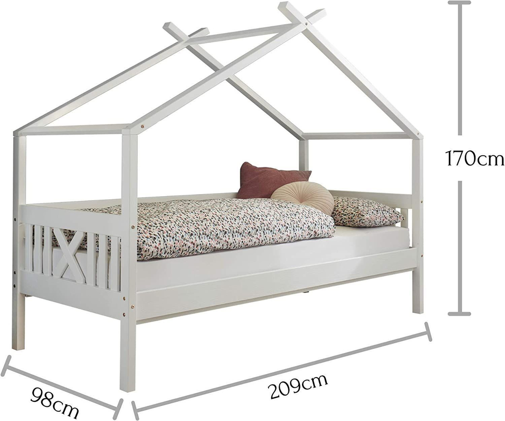 Кровать домик Джульетта 90х200, детская, из массива сосны с бортиками