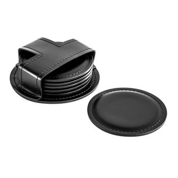 Набор из 6 костеров из двухслойной кожи Cuoietto с металлической вставкой (CR6BCMet)