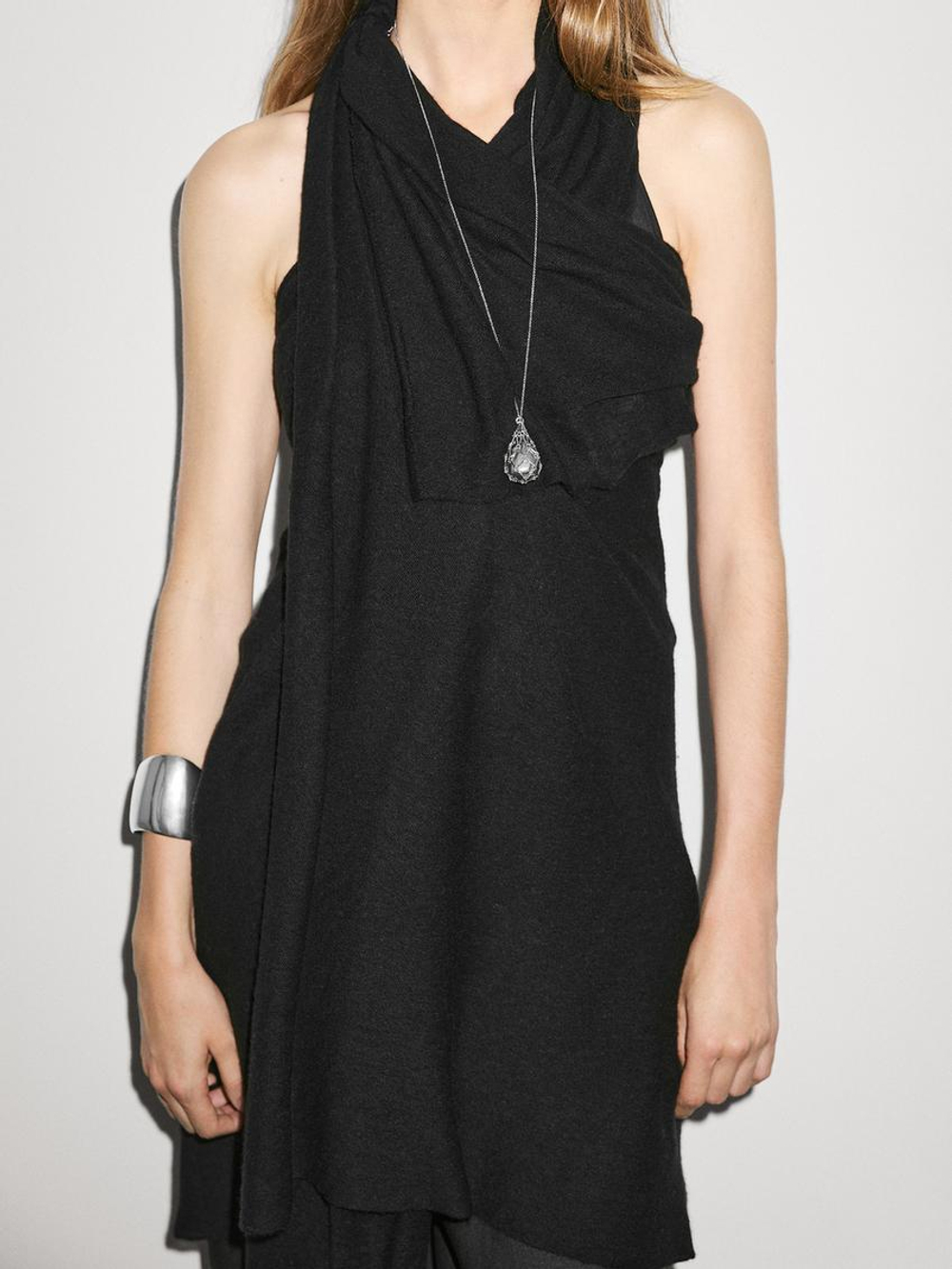 Massimo Dutti Шарф из 100% кашемира, натуральный, черный