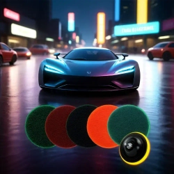 набор шлифовальных кругов 125 на липучке - синий Р3000 Оранжевый P1500 тёмно-серый Р800 красный Р320 зелёный Р240 по 1 шт.Подарок - 2 штуки адаптеров.