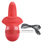 Красный вибратор с подвижным язычком Obelia