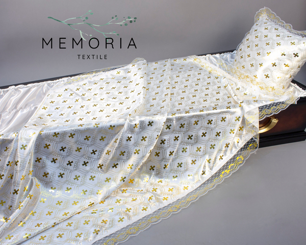 Комплект ритуальный  с золотым накатом белый