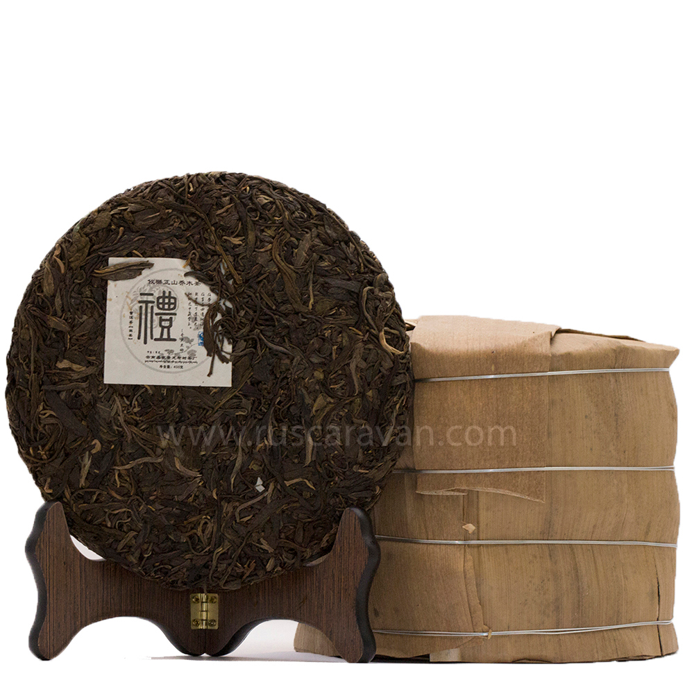 0459к Чай прессованный зеленый Пуэр Шэн "Цзинлун, Лицзы", ци цзы бин 400 гр