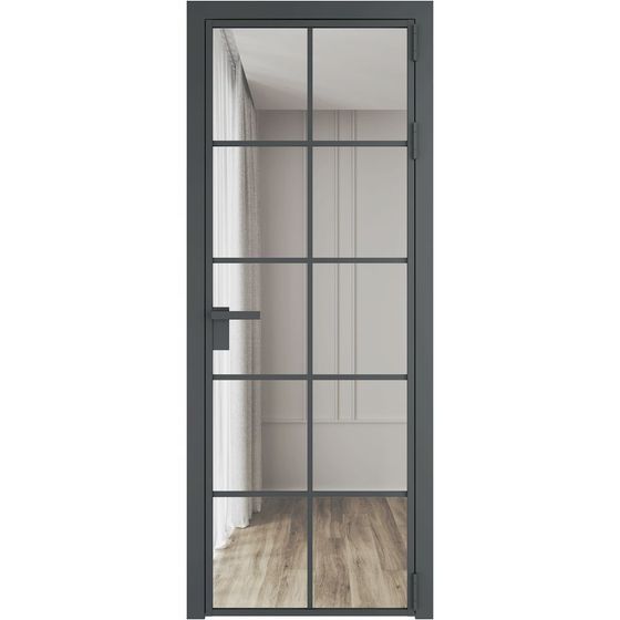 Алюминиевая дверь 4AG серая ночь остеклённая