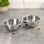 Миска для животных 2шт*300мл на подставке, нерж