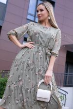Платье "Виталина" (олива) НЬЮ П6073 LT Collection (Акция)