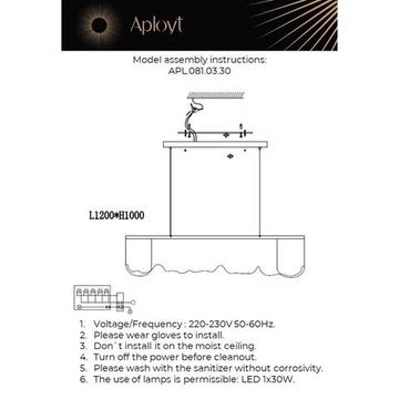 Подвесной светильник 30W 3500K APL.081.03.30 прозрачный/золото Olga Aployt