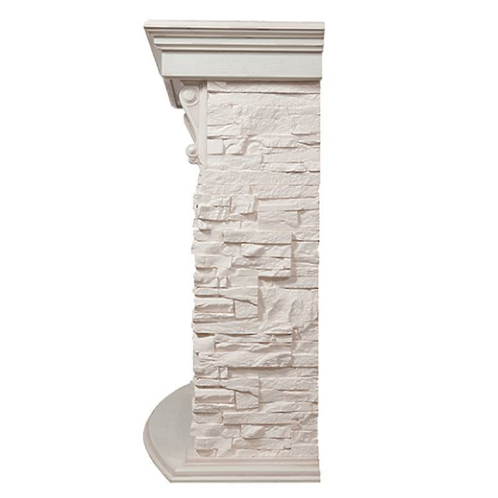 Портал Firelight Torre 30S камень белый, шпон белёный дуб