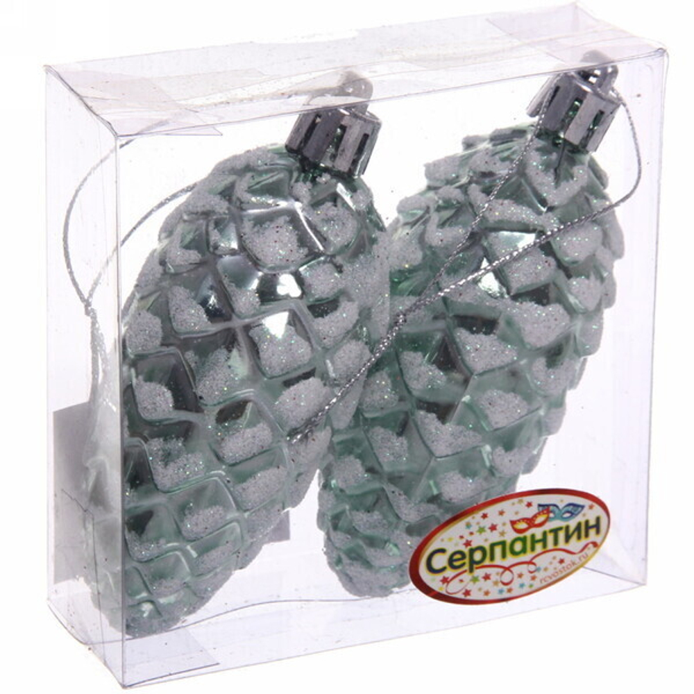 Ёлочные игрушки «Таинственное очарование» Шишки 9 см (набор 2шт), темный нефрит