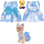 Платье для кошек и собак мелких пород «Бонита на прогулке», ромашки, размер S, длина спинки 24-26см