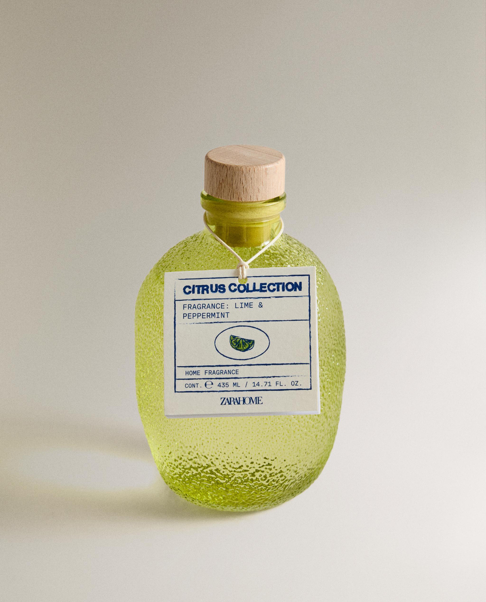 Zara Home Аромадиффузор Lime & Peppermint 435 мл, тростниковые палочки микадо, аромат свежий цитрусовый, Горчичный