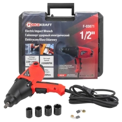 Гайковерт ударный электрический 1/2''(220-240V, 1010W, 500Нм) с комплектом головок (17, 19, 21, 22мм) FORCEKRAFT FK-F-03071