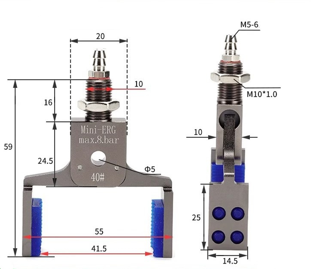 Mini–erg–40 # (clamping range: 29-42mm) no detection model