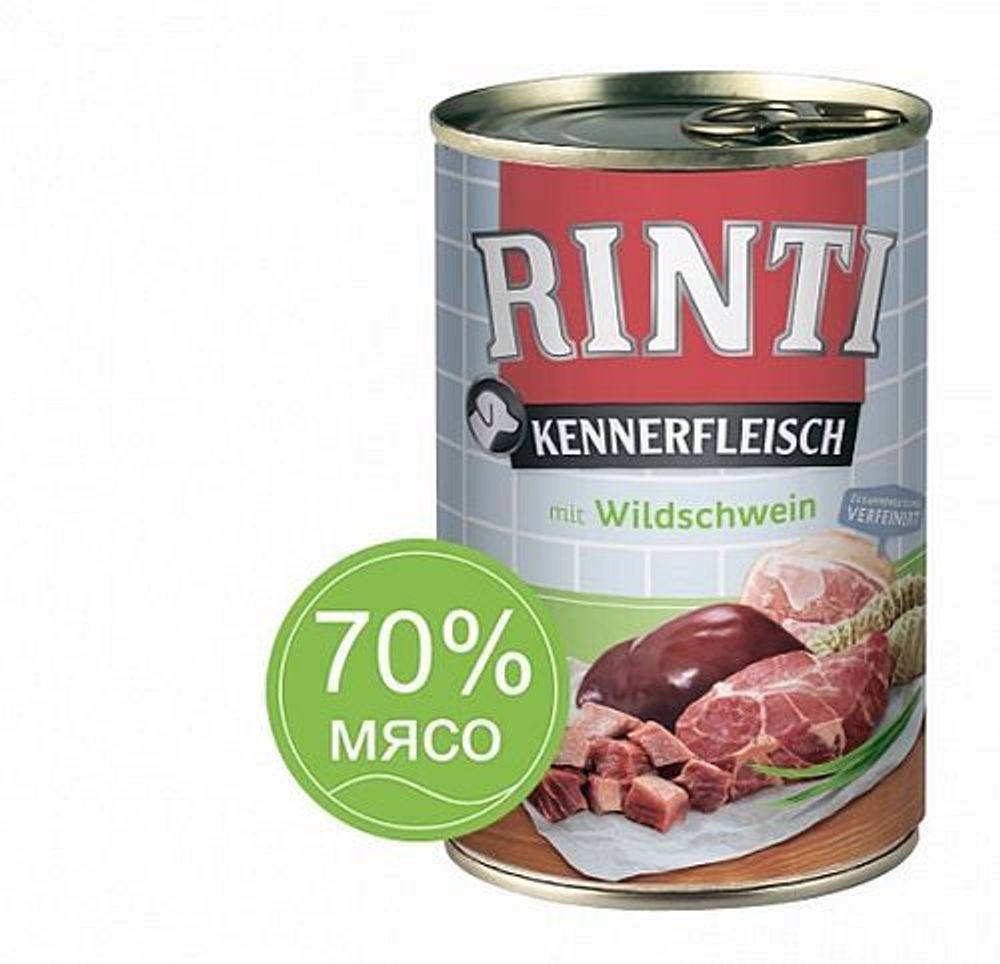 RINTI KENNERFLEISCH mit Wildschwein Дикий кабан Влажный корм для собак  - 0,4 кг