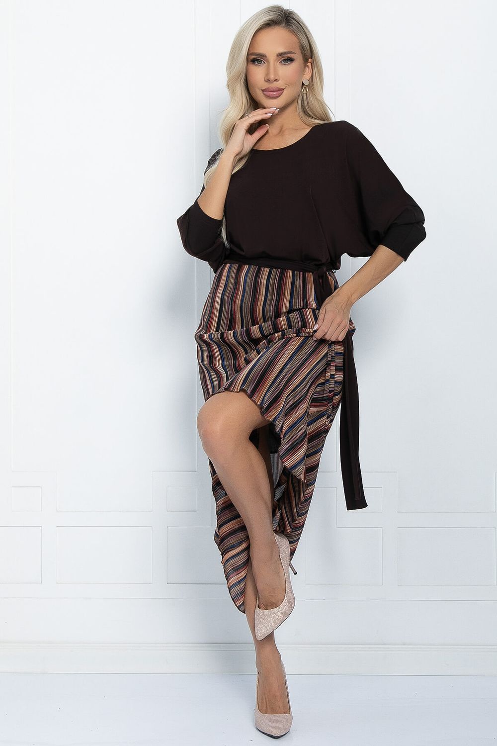 Платье Королева гофре шоколад П10061 LT Collection