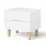 Тумба прикроватная Чек белая для одежды с ящиками на ножках из массива березы