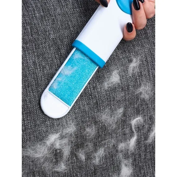 Щётка для удаления шерсти и волос с одежды и мебели, 13,5×6×3 см, цвет синий