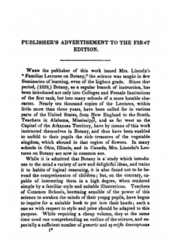Botany for Beginners. An Introduction to 'Mrs. Lincoln's Lectures on Botany | Lincoln Phelps