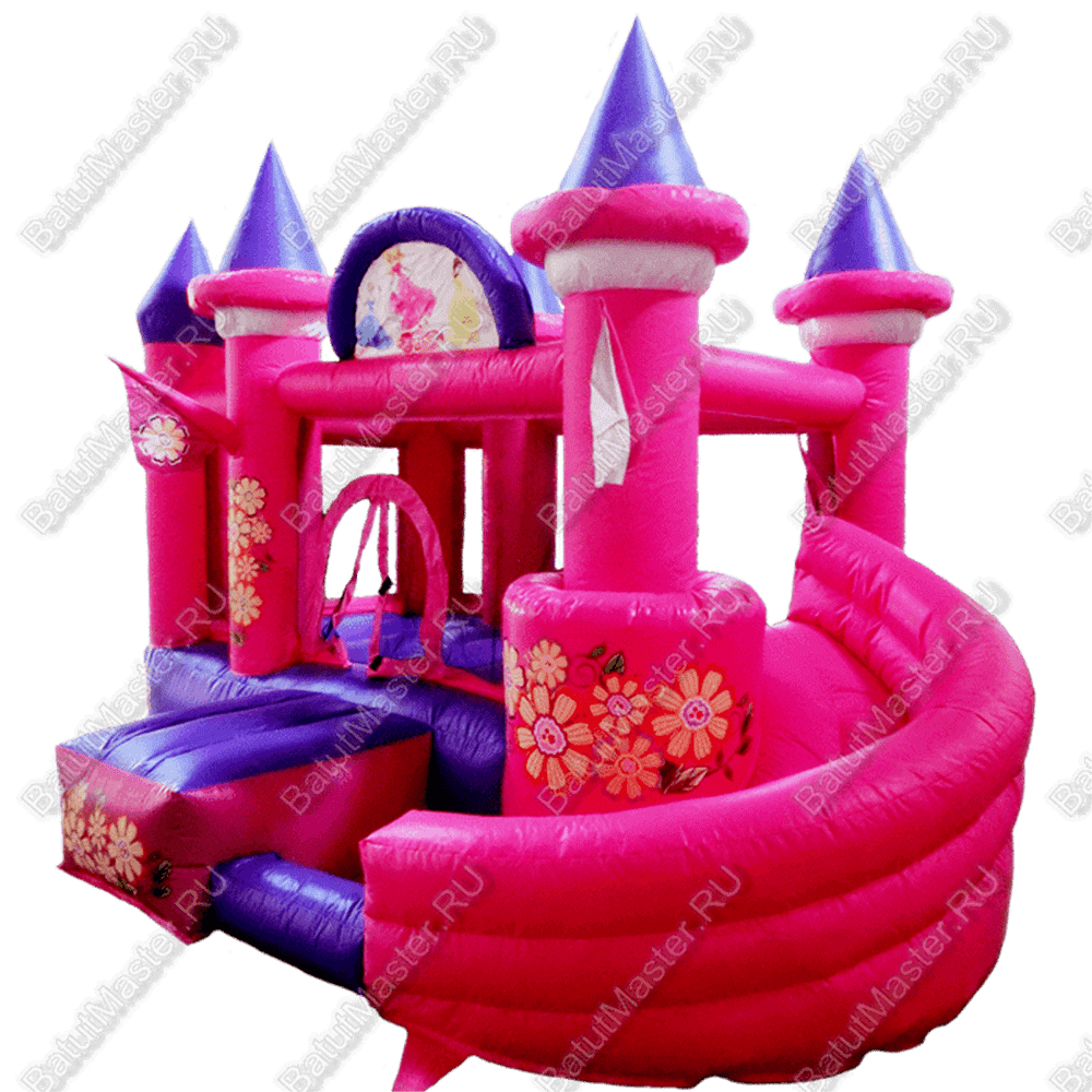 Детский надувной батут "Розовый замок"