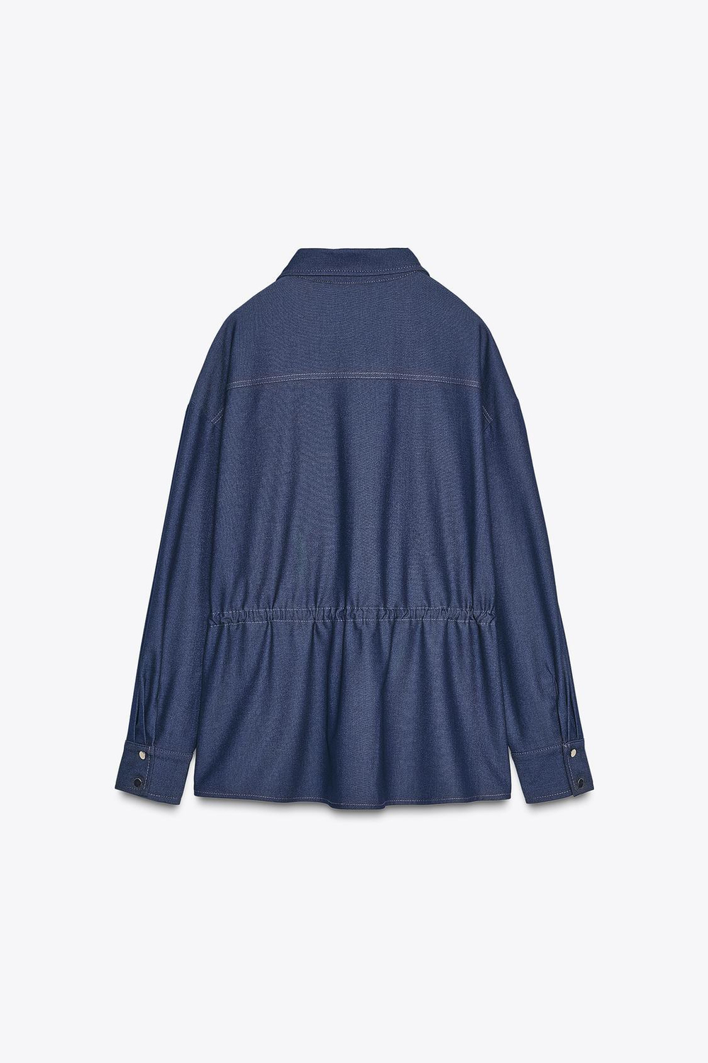 ZARA РУБАШКА-САФАРИ С ДЛИННЫМИ РУКАВАМИ, ИНДИГО