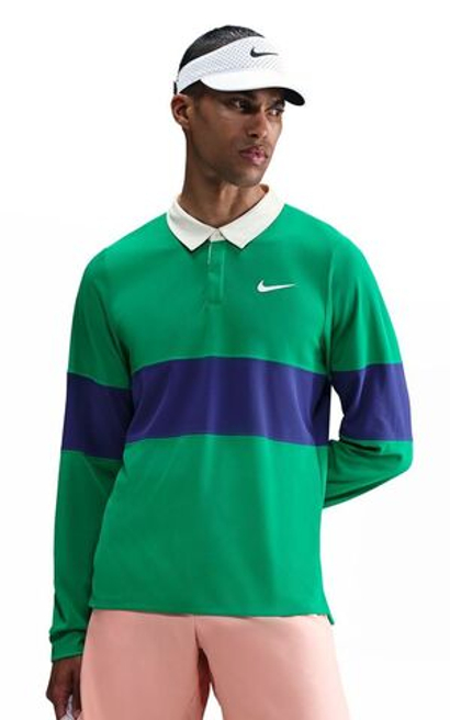 Теннисная футболка Nike Court RG Dri-FIT Advantage Slam Long Sleeve Tennis - stadium green/deep night/white