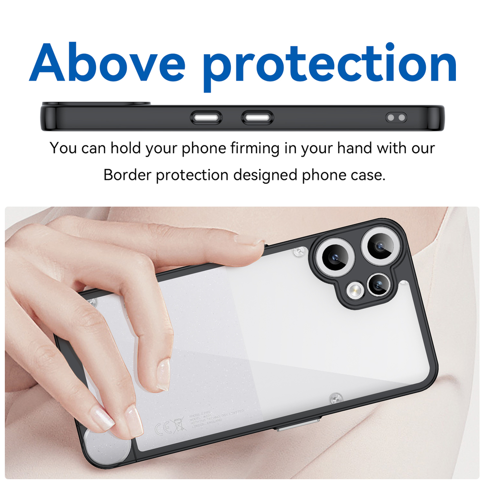 Усиленный чехол с мягкими рамками черного цвета для Nothing CMF Phone 2 Pro, увеличенные защитные свойства