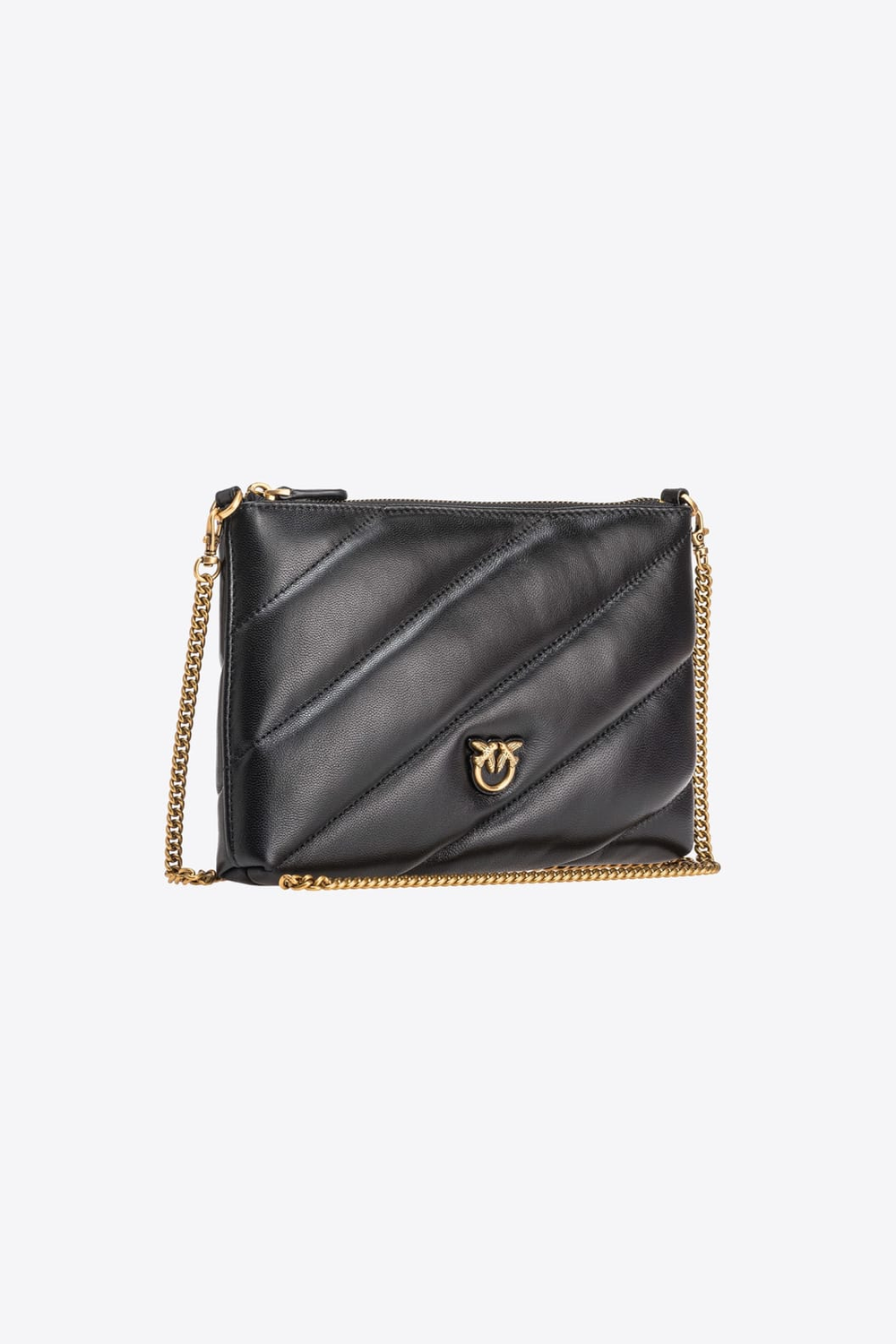 QUILTED NAPPA LEATHER FLAT BAG – black-antique gold
