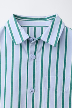 ZARA РУБАШКА В ПОЛОСКУ, ЗЕЛЕНОВАТО-СИНИЙ
