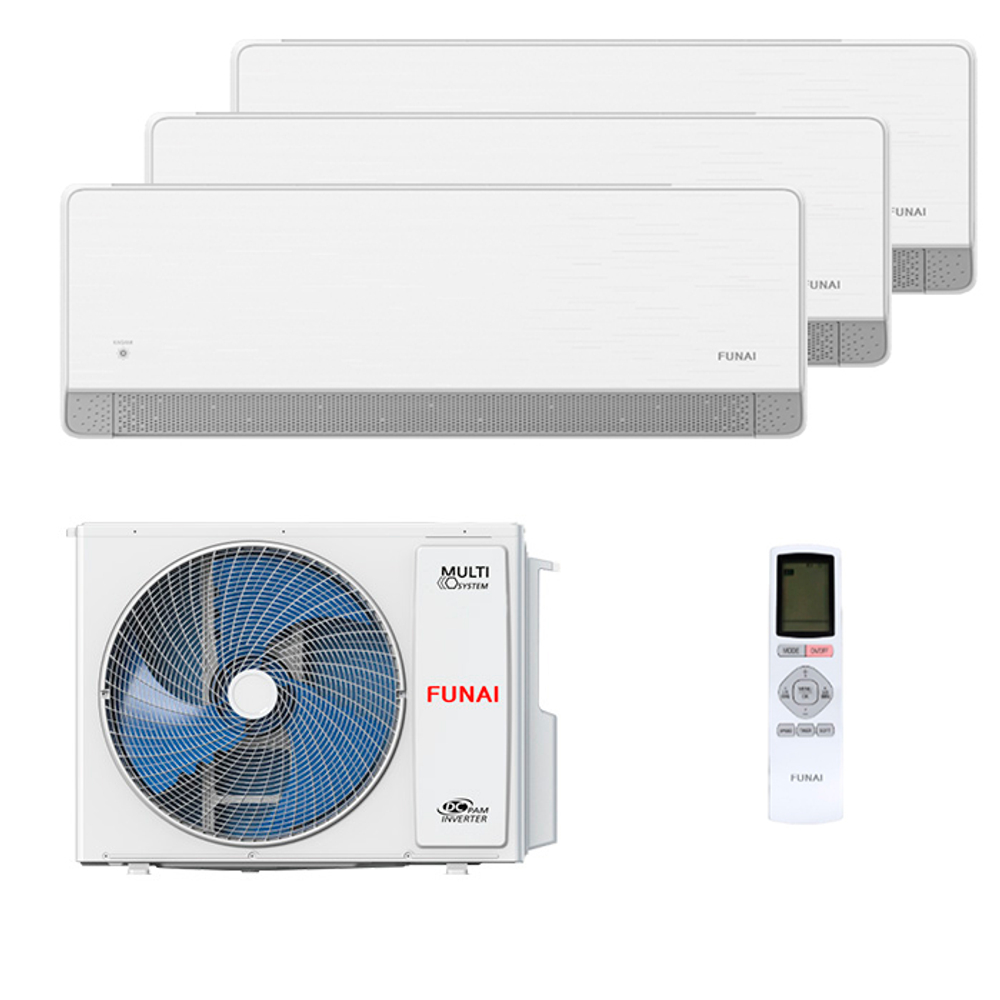 Мультисплит система на 3 комнаты Funai RAM-I-KMS25HP.W01/S x 3 / RAM-I-3OK60HP.01/U