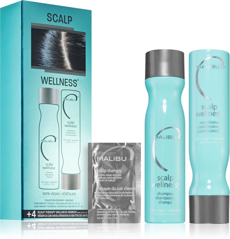 Malibu C shampoo for dry skin 266 ml + conditioner for dry skin 266 ml + treatment for dry skin Scalp Wellness Collection