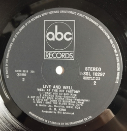 Винтажная виниловая пластинка LP B.B. King Live and Well (UK 1969)