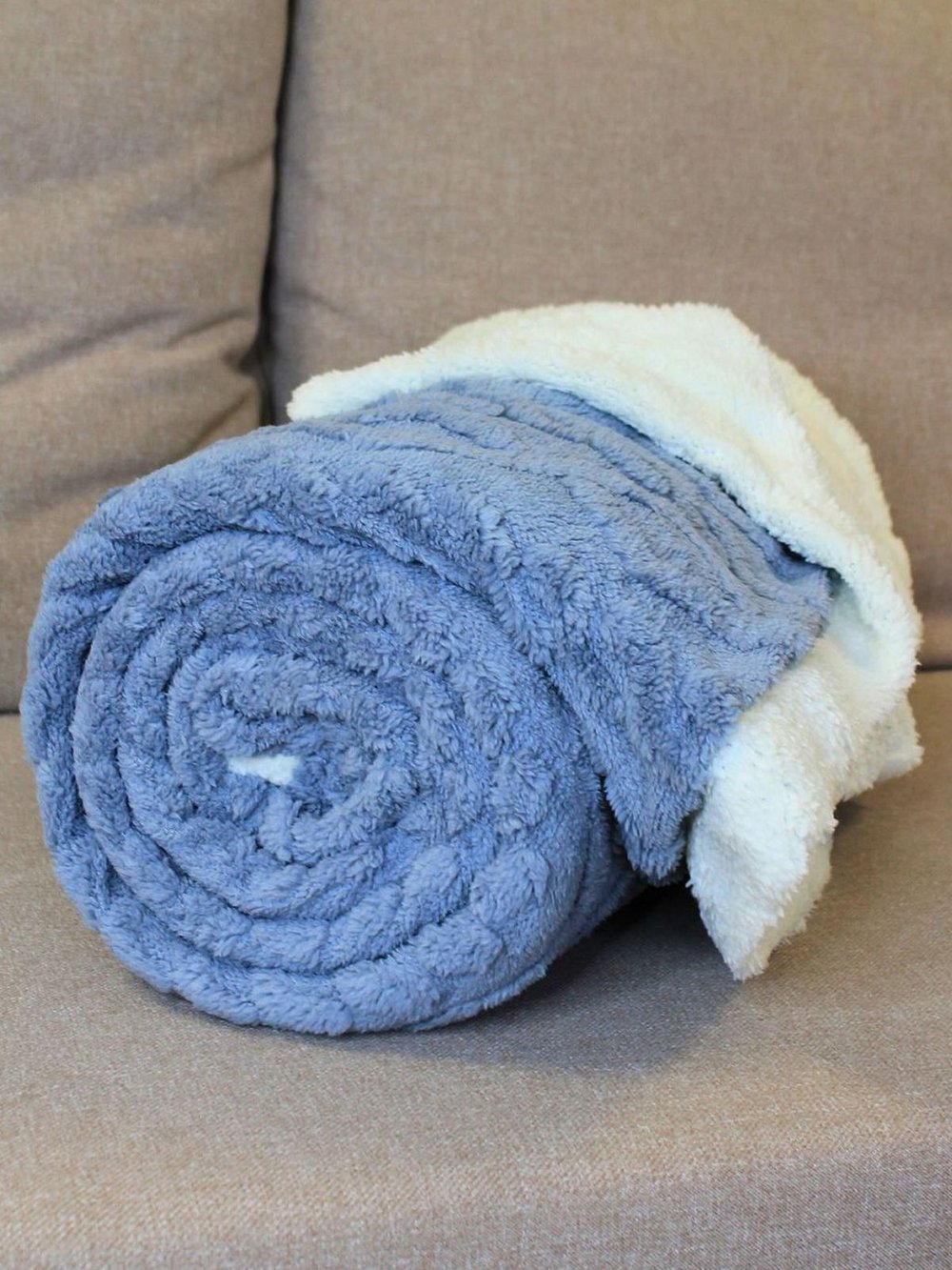 Плед евро 200х230см на диван кровать мягкий синий (Т0115-140)