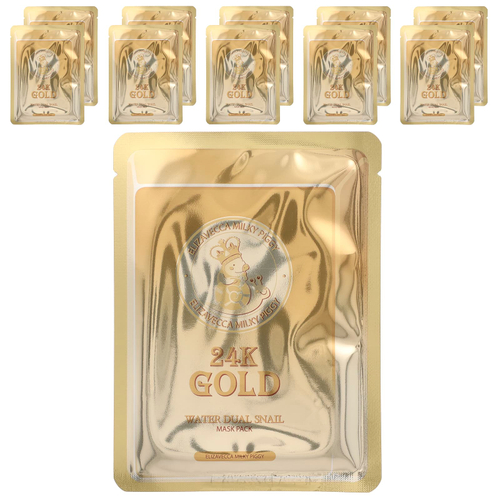 Elizavecca, Milky Piggy, 24-каратное золото, двойная водная маска с муцином улитки, 10 шт. по 25 г (0,88 унции)
