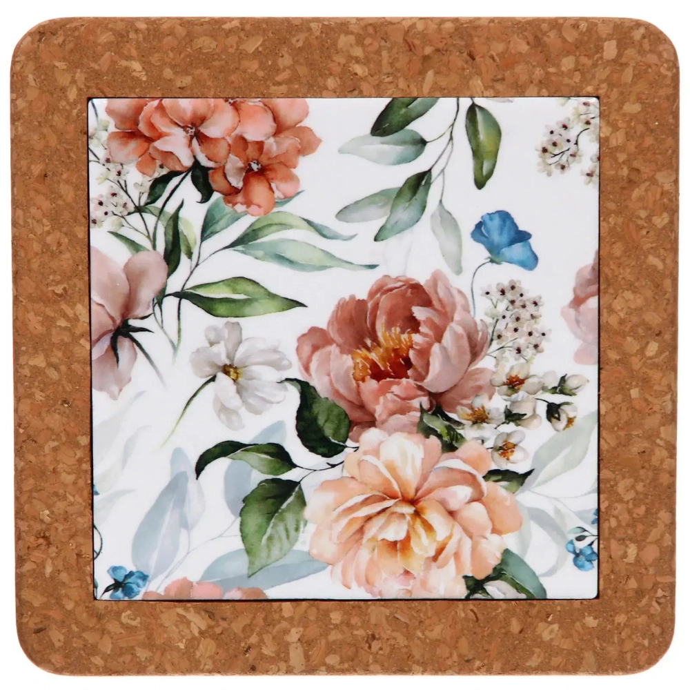 Подставка керамическая 19*19см «Пионы» белая