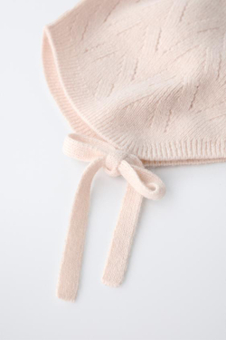 ZARA ЧЕПЧИК ИЗ ХЛОПКА И ШЕРСТИ, СВЕТЛО-БЕЖЕВЫЙ
