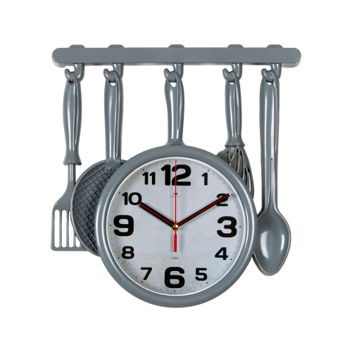 Часы настенные РУБИН  3234-001 столовые приборы 35х32,5 см, корпус серый  "Классика"