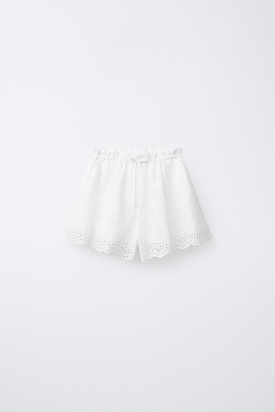 ZARA ШОРТЫ С ВЫШИВКОЙ «ШИФФЛИ», БЕЛЫЙ