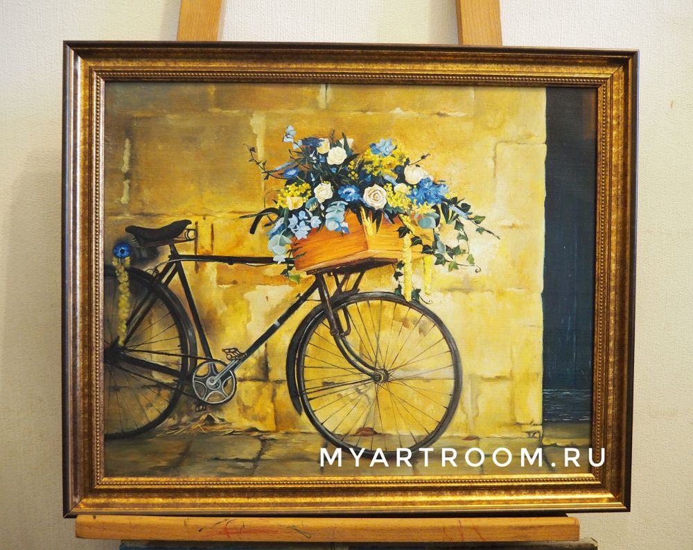 Картина Велосипед с цветами