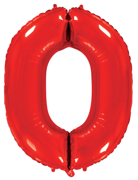 Шар (40""/102 см) Цифра, 0, Красный, 1 шт. Д68