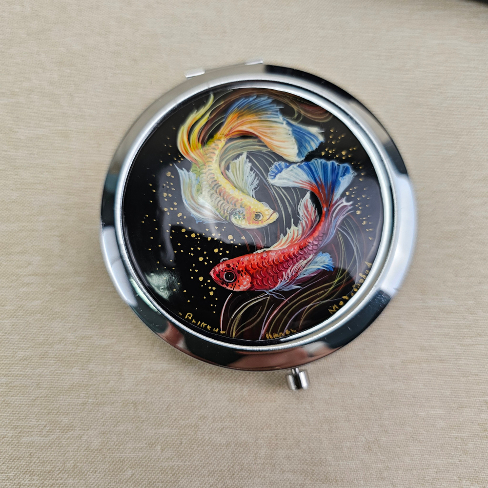 Двустороннее зеркало "Рыбки" с ручной росписью