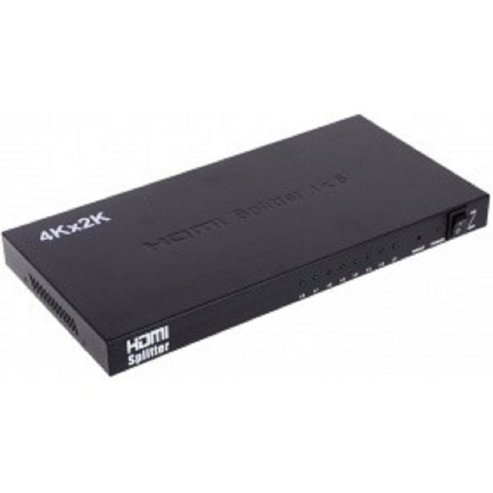 Разветвители и преобразователи видеосигнала ORIENT HDMI 4K Splitter HSP0108H, 1-&gt;8, HDMI 1.4 / 3D, UHDTV 4K(3840x2160) / HDTV1080p / 1080i / 720p, HDCP1.2, внешний БП 5В / 3A, метал.корпус (29987)