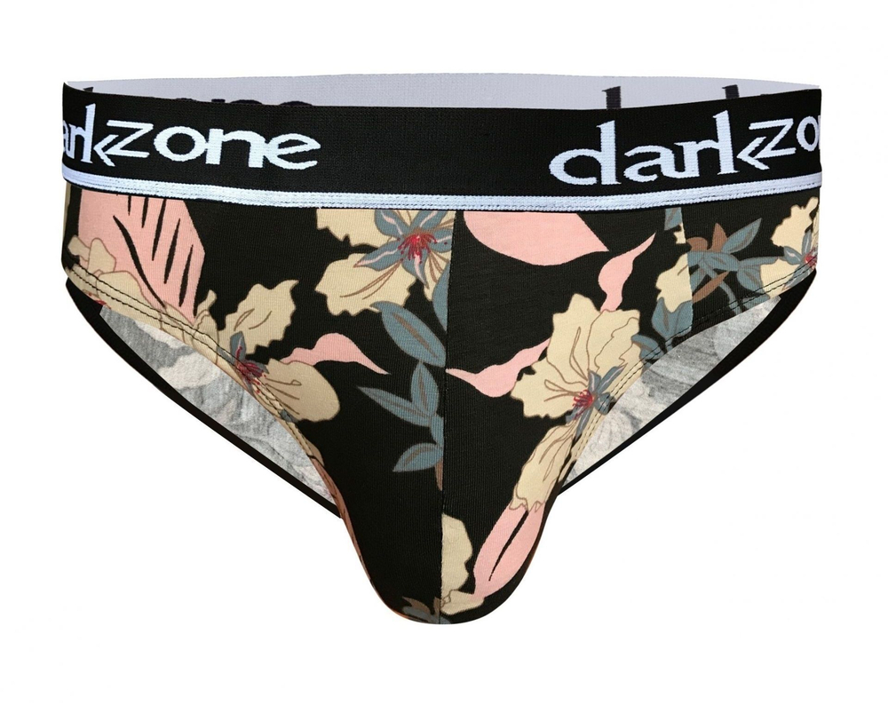 Черные трусы-брифы с цветочным принтом (Размер: M) (Цвет: черный)