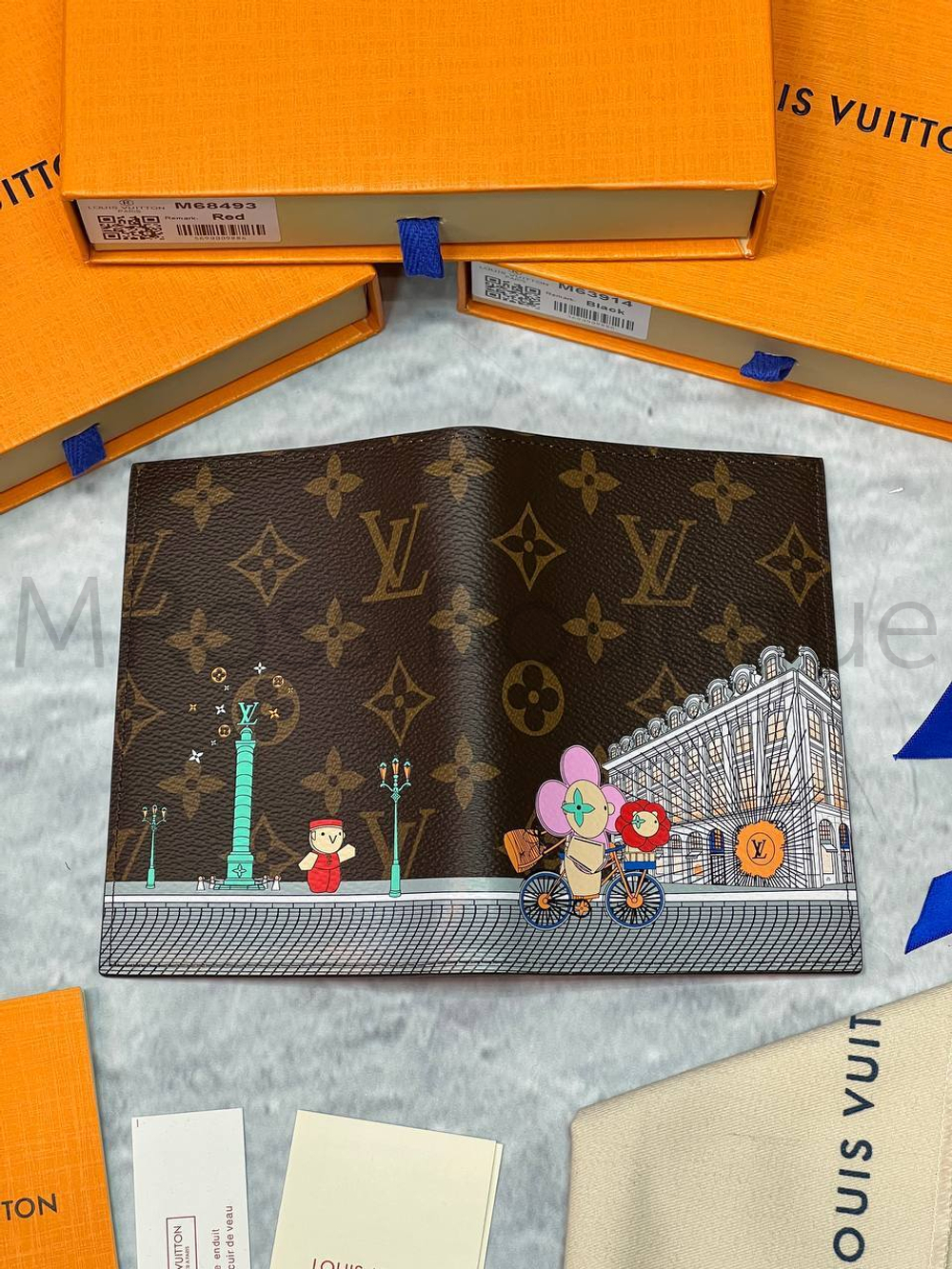 Женская обложка для паспорта Louis Vuitton с принтом