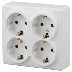 Розетка ЭРА Эксперт 11-2211-01 четверная с заземлением 4х2P+E Schuko со шторками 16A-250В IP20 ОУ горизонт. белый | 