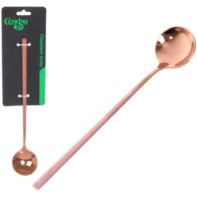 Ложка чайная с длинной ручкой 20см «SERGIO», цвет золото