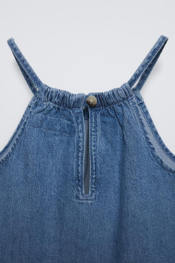 ZARA ЯРУСНОЕ ДЖИНСОВОЕ ПЛАТЬЕ, СИНИЙ